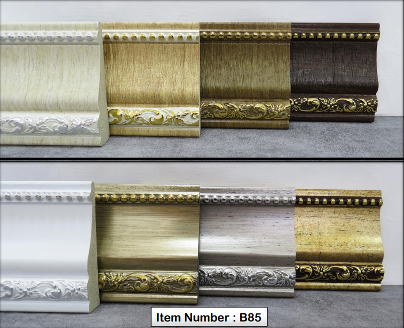 قاب B85- قاب عکس کد B-85 عرض8.5 سانتی متر طول شاخه 3 متر ضخامت 12 میلی متر 18شاخه در هر کارتن  جنس پلی استایرن  طرح گل  طرح مدرن و ساده  مناسب قاب بندی و دکوراتیو دیوارها ضدآب و ضدخش فروش به صورت شاخه و کارتن  